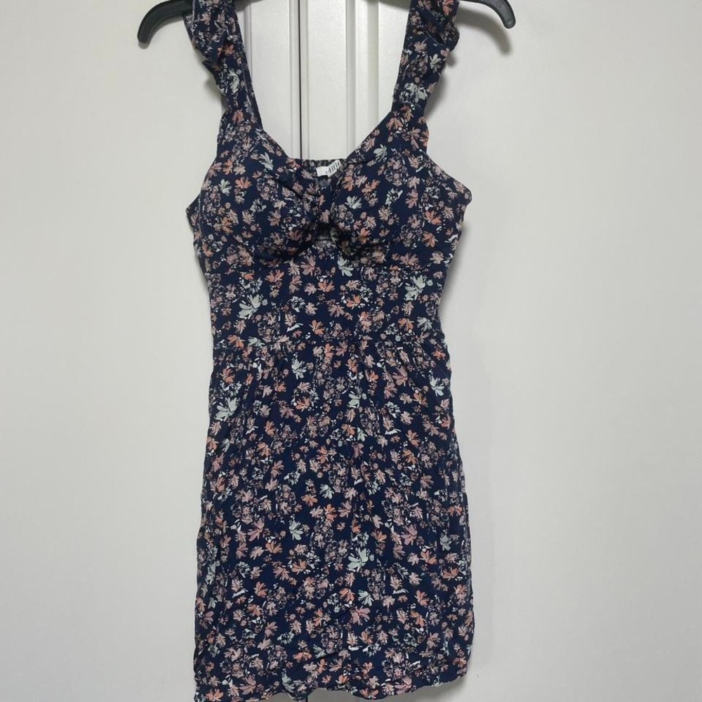 Floral Mini Dress Ruched Ruffle Sleeves Cottagecore Sundress Women's Medium